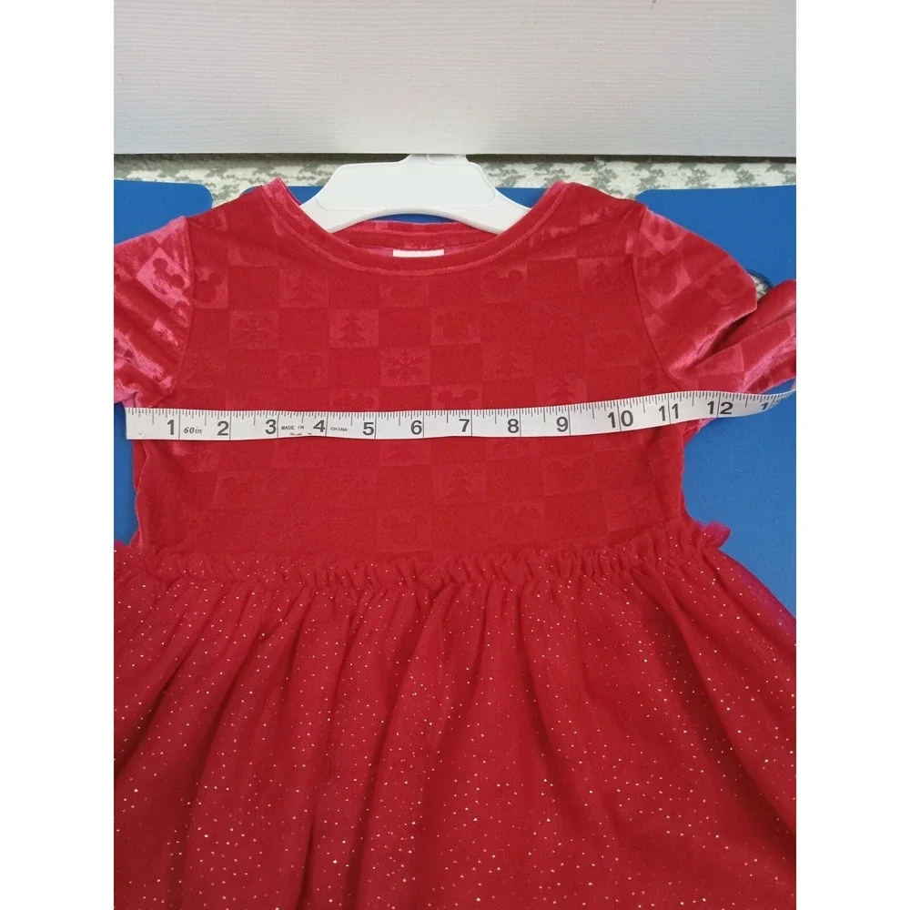 Disney's Mickey & Minnie Print &  Embossed Velour Tutu Dress by Size 5 Christmas